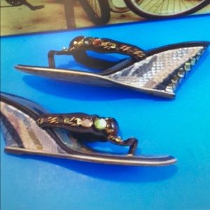 GIUSEPPE ZANOTTI WEDGE SANDLE SZ 37EU/7 WOMAN